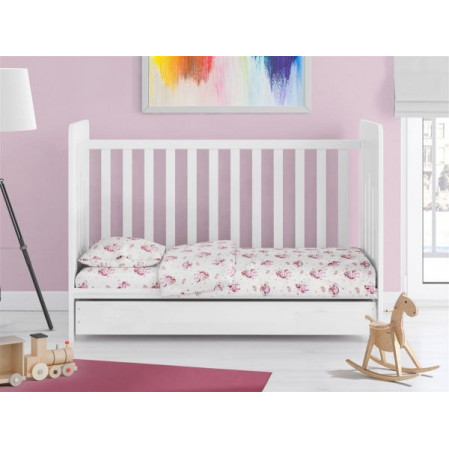 ΚΑΤΩΣΕΝΤΟΝΟ ΜΕ ΛΑΣΤΙΧΟ bebe Unicorn 208 0,70X1,40X0,15 White-Pink Cotton 100%