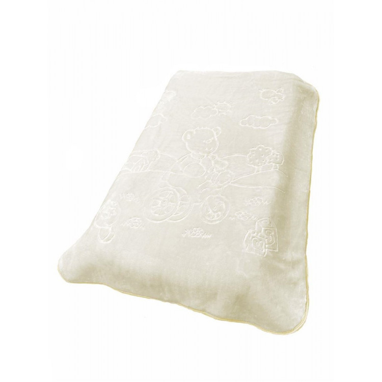 Κουβέρτα Βελουτέ Ανάγλυφη Πολυτελείας bebe Bicycle Bear 22 110X140 Ecru 100% Polyester