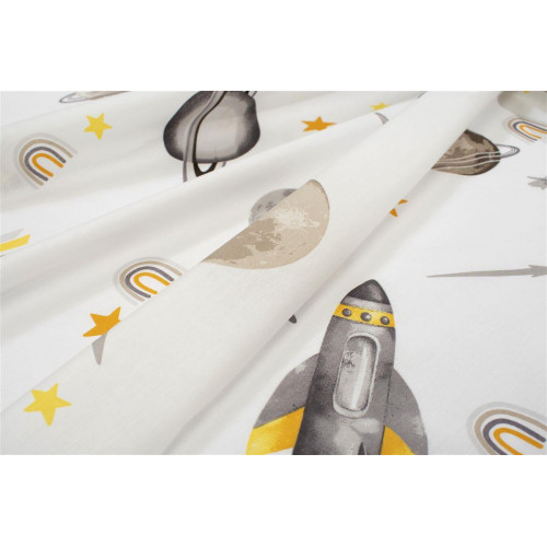 DimCol Πάνα Χασέ bebe Space Mission 183 80X80 White-Grey 100% Cotton 31111328052