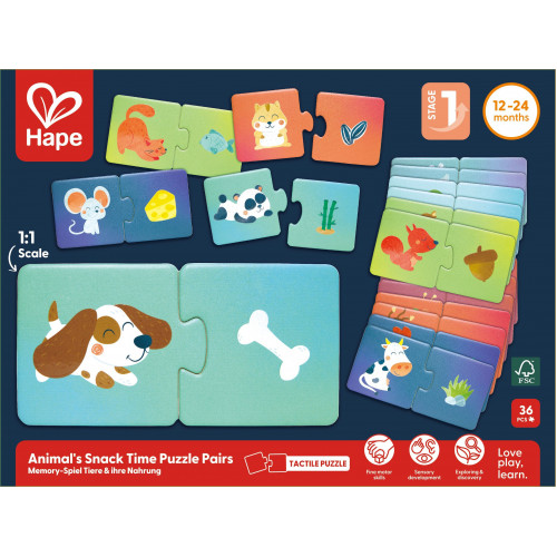 Hape Happy Puzzles Ξύλινο Παζλ Ζωάκια Snack Time (E1665A)