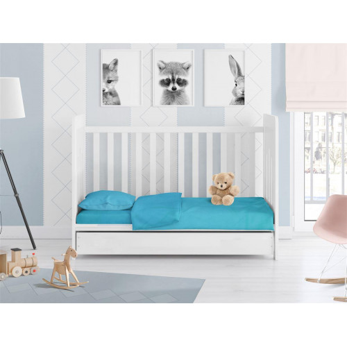 DIMcol ΣΕΝΤΟΝΙΑ ΣΕΤ 3 τεμ ΒΡΕΦ Cotton 100% 120Χ160 Solid 493 Turquoise 1912617606249329