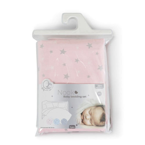 CANGAROO ΒΡΕΦΙΚΟ ΣΕΤ ΚΡΕΒΑΑΤΙΟΥ 3 ΤΜΧ 60Χ120CM NOOK PINK STARS 3800146270933