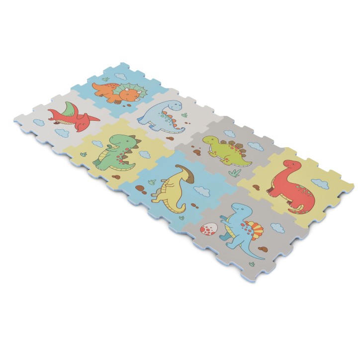 Απαλό παζλ, χαλί 8 τεμαχίων με πολύχρωμη και διασκεδαστική στάμπα Δεινοσαύρων.