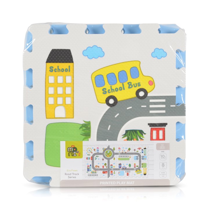 Η φωτογραφία δείχνει Απαλό παζλ, χαλί 8 τεμαχίων με πολύχρωμη και διασκεδαστική στάμπα.