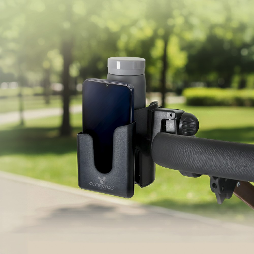 Η φωτογραφία δείχνει Cangaroo On The Go+ Θήκη 2 σε 1 για Ποτήρι & ΚινητόΔιατηρήστε το ρόφημά σας και το κινητό σας πάντα εύκολα προσβάσιμα με τη θήκη 2 σε 1 On The Go+ της Cangaroo.