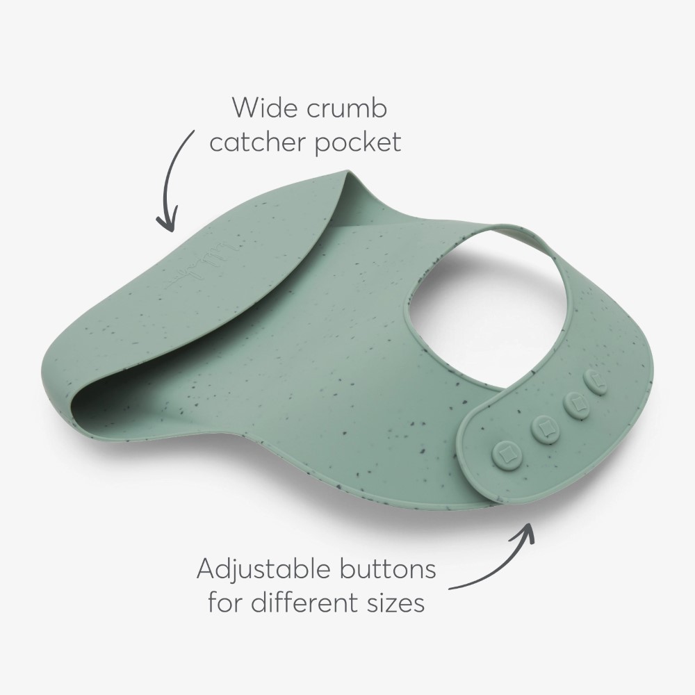 Η Bib Platinum Silicone προσφέρει μια έξυπνη λύση για τη διατήρηση της καθαριότητας κατά τη διάρκεια των γευμάτων.