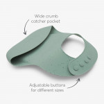 Η Bib Platinum Silicone προσφέρει μια έξυπνη λύση για τη διατήρηση της καθαριότητας κατά τη διάρκεια των γευμάτων.