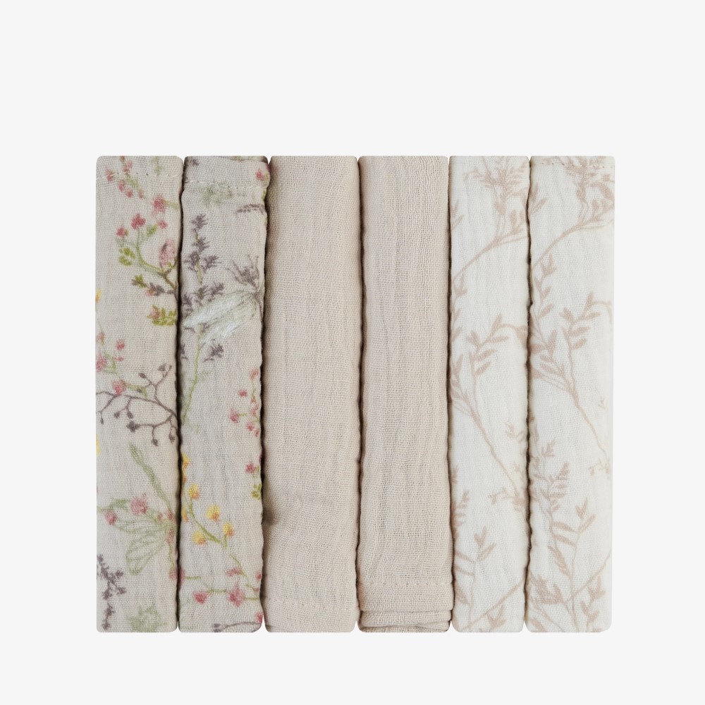 Κρατήστε το μωρό σας καθαρό και άνετο με το Σετ 6 τεμαχίων μουσελίνας Secret Garden 30x30 εκ.