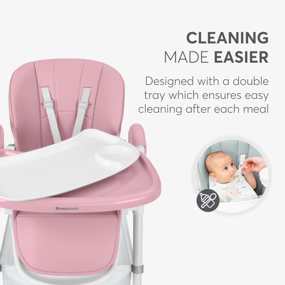 Η φωτογραφία δείχνει Το SPICY+ είναι ένα πλήρως ρυθμιζόμενο καρεκλάκι φαγητού, σχεδιασμένο για μικρά παιδιά που είναι έτοιμα να κάθονται μόνα τους.