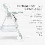 Η φωτογραφία δείχνει Το SPICY+ είναι ένα πλήρως ρυθμιζόμενο καρεκλάκι φαγητού, σχεδιασμένο για μικρά παιδιά που είναι έτοιμα να κάθονται μόνα τους.