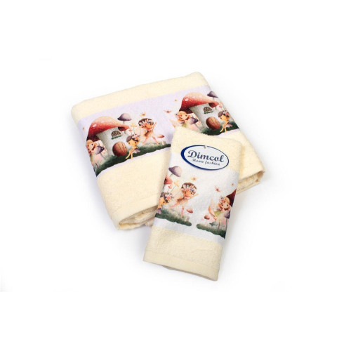 Πετσέτα Σετ 2 τεμ Με Ψηφιακή Εκτύπωση bebe Fairies 332 30X50,70X140 Ecru 100% Cotton