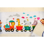 Η φωτογραφία δείχνει Σετ βρεφικές πετσέτες μπάνιου που περιέχει: 1 τεμάχιο πετσέτα χειρός διαστάσεων 30X50 cm και 1 τεμάχιο πετσέτα μπάνιου διαστάσεων 70X140 cm.