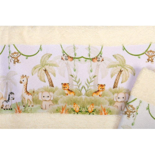 Πετσέτα Σετ 2 τεμ Με Ψηφιακή Εκτύπωση bebe Jungle 351 30X50,70X140 Ecru 100% Cotton