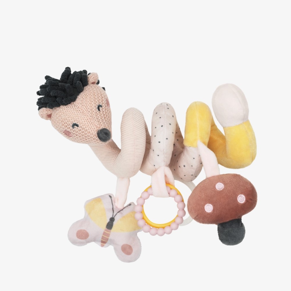 Η φωτογραφία δείχνει Το οριζόντιο σπειροειδές παιχνίδι είναι ένας απαλός και διαδραστικός λούτρινος σύντροφος σχεδιασμένος για να απασχολεί και να ψυχαγωγεί το μωρό σας.