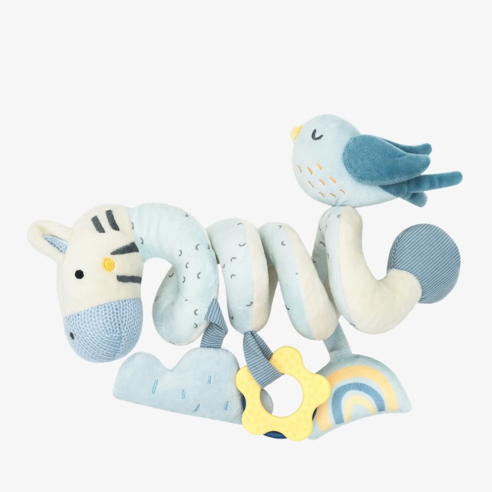 Η φωτογραφία δείχνει Το οριζόντιο σπειροειδές παιχνίδι είναι ένας απαλός και διαδραστικός λούτρινος σύντροφος σχεδιασμένος για να απασχολεί και να ψυχαγωγεί το μωρό σας.