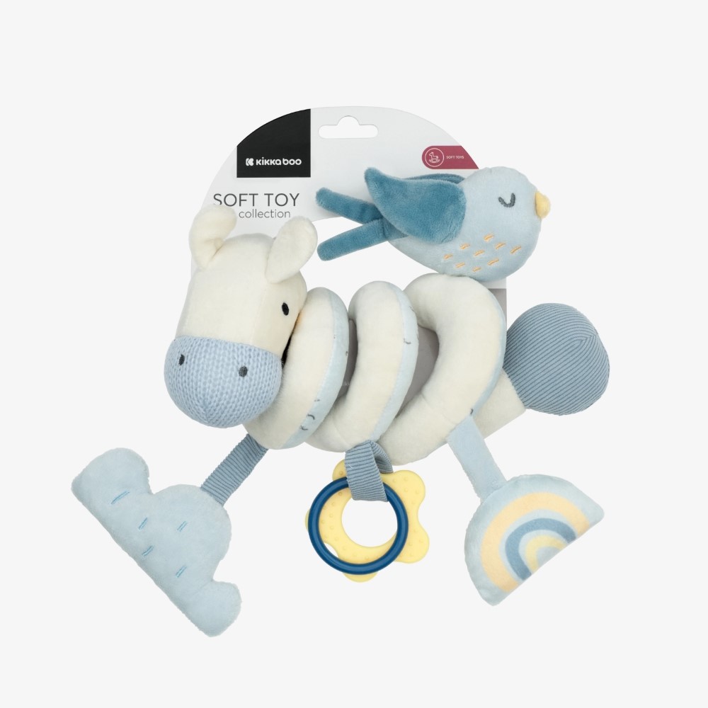 Η φωτογραφία δείχνει Το οριζόντιο σπειροειδές παιχνίδι είναι ένας απαλός και διαδραστικός λούτρινος σύντροφος σχεδιασμένος για να απασχολεί και να ψυχαγωγεί το μωρό σας.