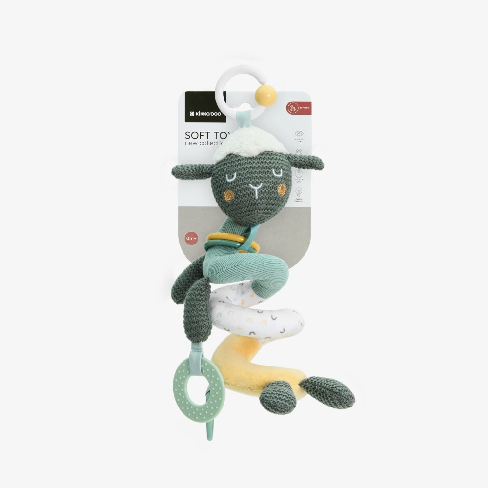 Η φωτογραφία δείχνει Το σπειροειδές λούτρινο παιχνίδι είναι ένας παιχνιδιάρικος και διαδραστικός λούτρινος σύντροφος σχεδιασμένος για να διεγείρει τις αισθήσεις του μωρού σας, διατηρώντας το παράλληλα απασχολημένο.