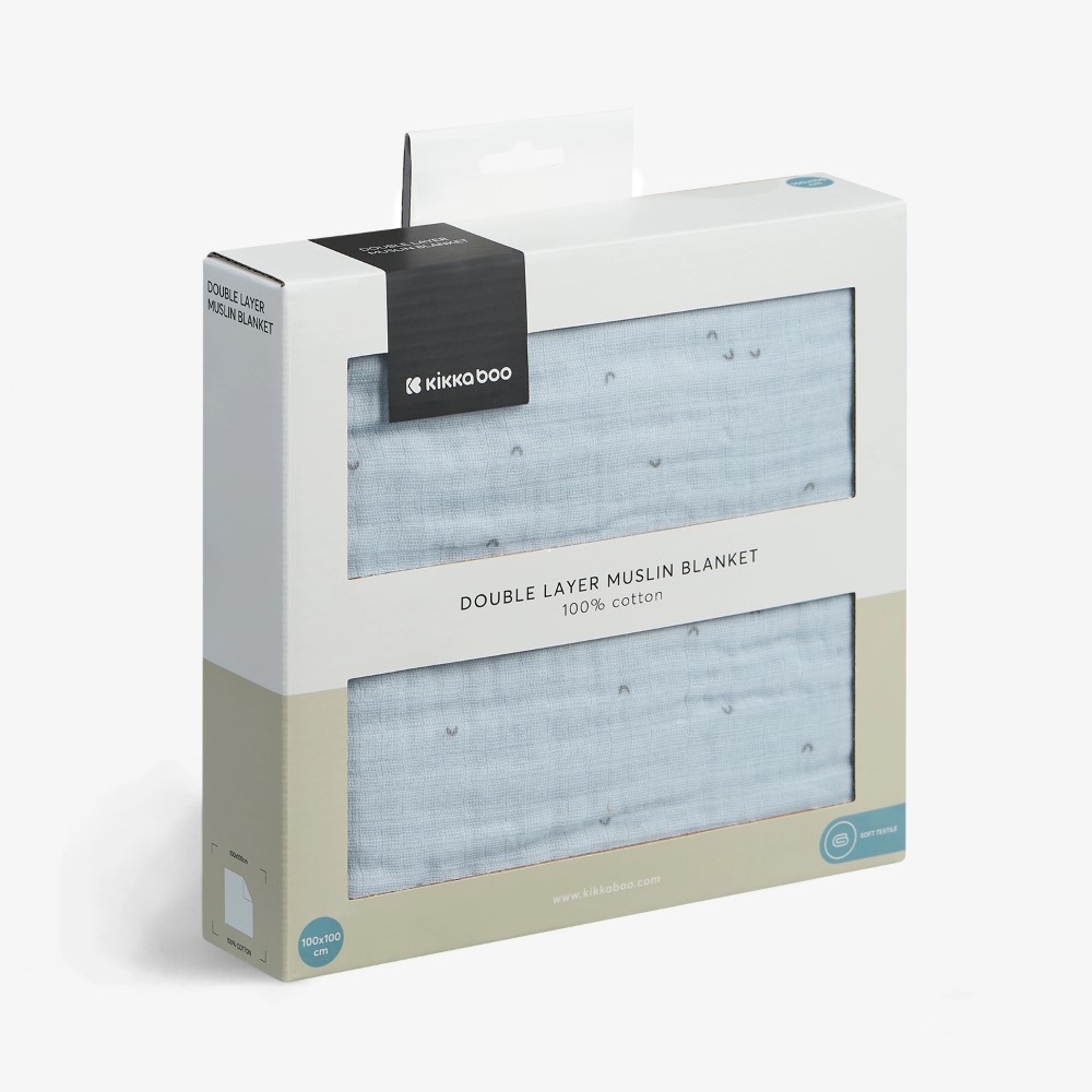 Τυλίξτε το μωρό σας με απαλότητα και άνεση με την κουβέρτα διπλής στρώσης μουσελίνα 100x100 cm.