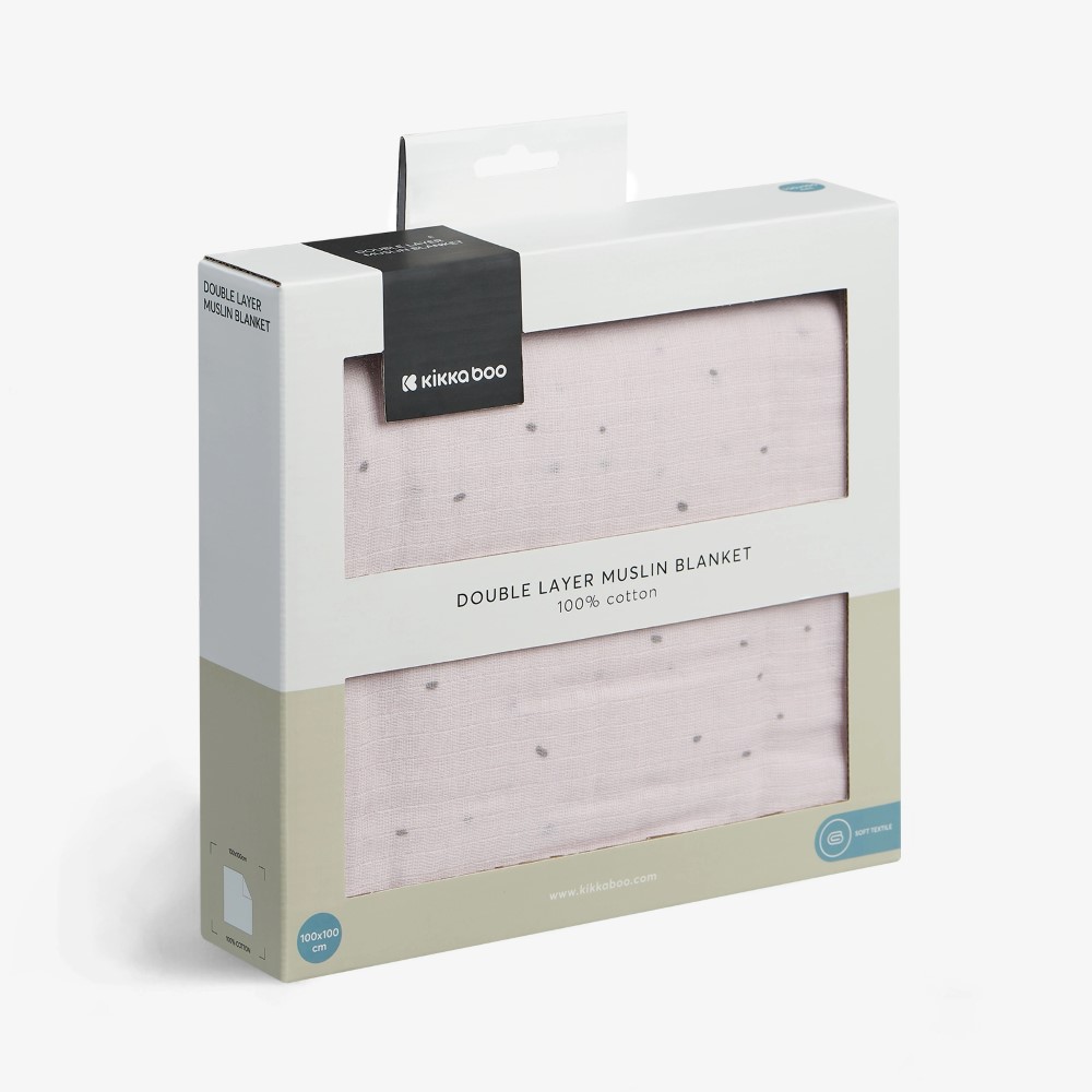Η φωτογραφία δείχνει Τυλίξτε το μωρό σας με απαλότητα και άνεση με την κουβέρτα διπλής στρώσης μουσελίνα 100x100 cm.