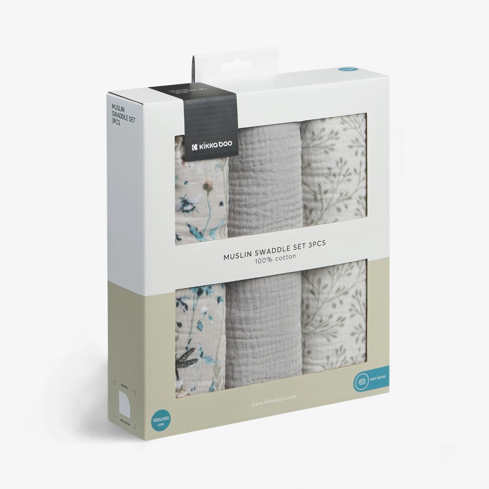 Κρατήστε το μωρό σας να νιώθει άνετα και ασφαλές με το σετ 3 τεμαχίων μουσελίνας 75x75 εκ.