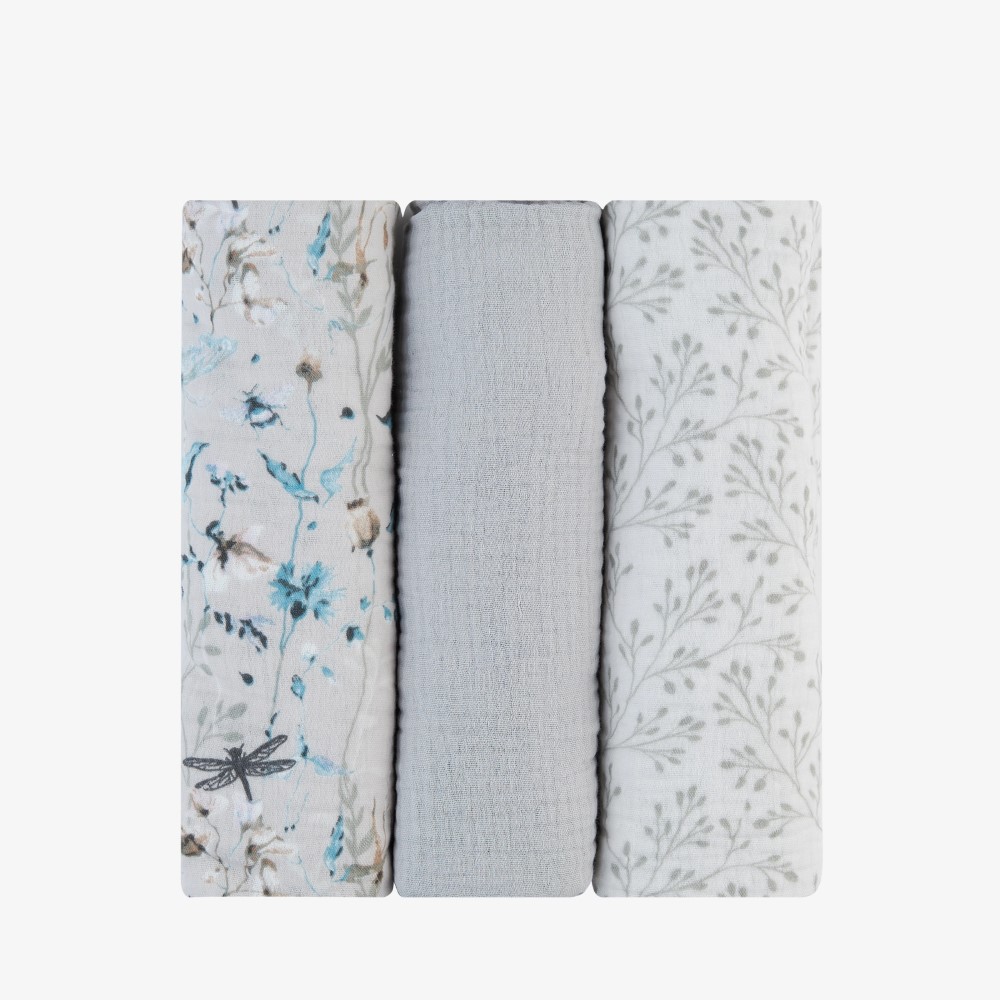 Κρατήστε το μωρό σας να νιώθει άνετα και ασφαλές με το σετ 3 τεμαχίων μουσελίνας 75x75 εκ.