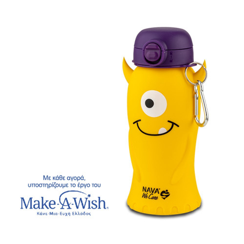 NAVA Μπουκάλι νερού σιλικόνης κίτρινο monster "We Care" 500ml 10-006-015