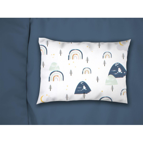 DIMCOL Μαξιλαροθήκη Εμπριμέ bebe Rainbow 574 35X45 White-Blue 100% Cotton