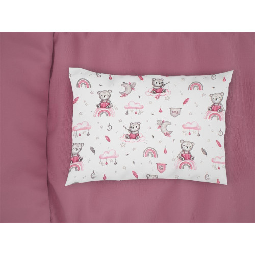 DIMCOL Μαξιλαροθήκη Εμπριμέ bebe Cloudy Bear 582 35X45 White-Pink 100% Cotton