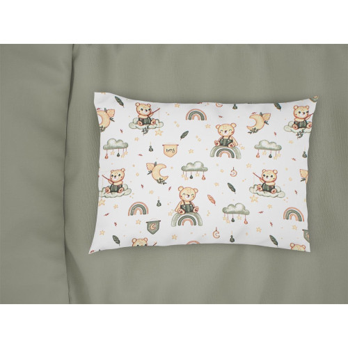 DIMCOL Μαξιλαροθήκη Εμπριμέ bebe Cloudy Bear 581 35X45 White-Olive 100% Cotton