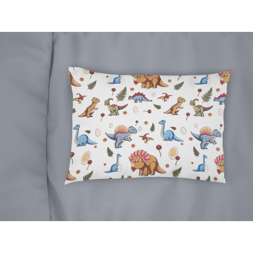 DIMCOL Μαξιλαροθήκη Εμπριμέ bebe Dinosaur 519 35X45 White-Blue 100% Cotton