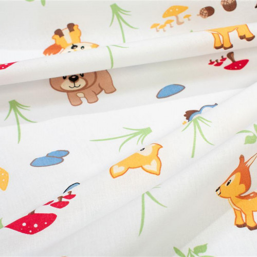 DIMCOL Σεντονάκι Λίκνου bebe Forest Animals 570 80X110 White-Sky Blue 100% Cotton