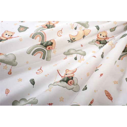 DIMCOL Σεντονάκι Λίκνου bebe Cloudy Bear 581 80X110 White-Olive 100% Cotton