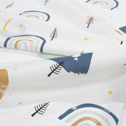 DIMCOL Σεντονάκι Λίκνου bebe Rainbow 574 80X110 White-Blue 100% Cotton