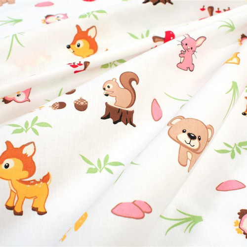 DIMCOL Σεντονάκι Λίκνου bebe Forest Animals 571 80X110 White-Pink 100% Cotton
