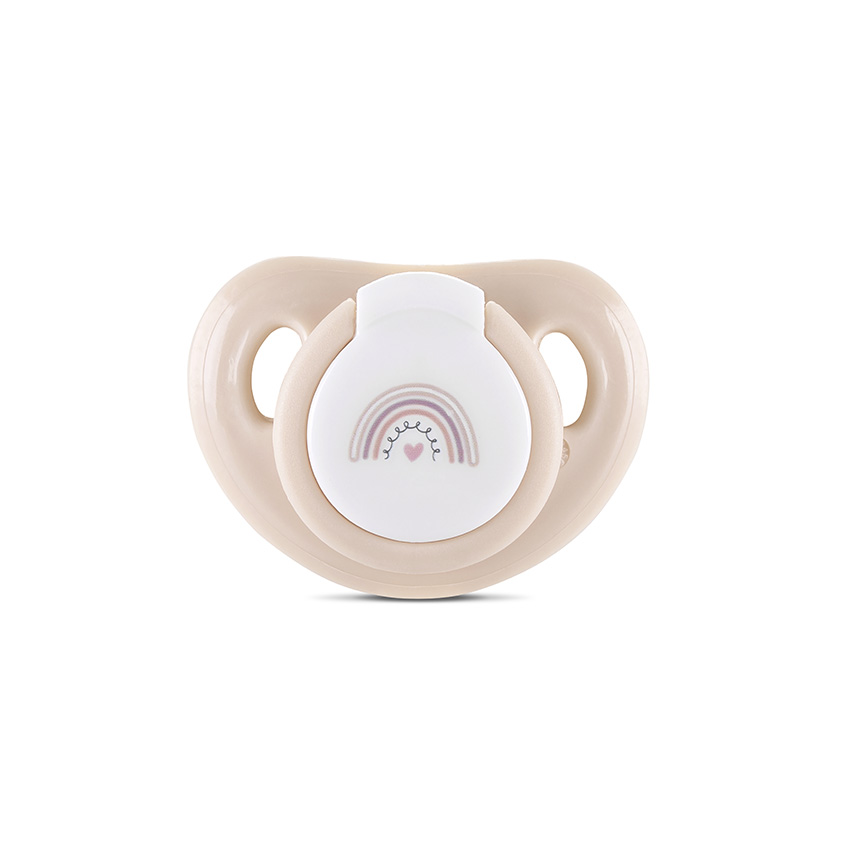 Η φωτογραφία δείχνει Προηγμένη καταπραϋντική θηλήΣτρογγυλό σχήμα θηλήςΠροστατευτικό καπάκι2 οπές αερισμού για επιπλέον ροή αέραΠροηγμένη καταπραϋντική