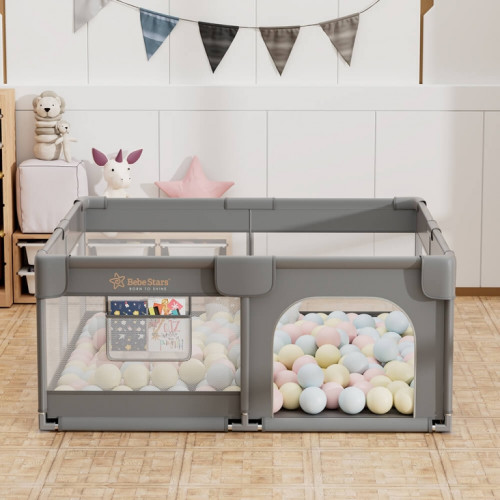 BEBE STARS ΠΑΡΚΟΚΡΕΒΑΤΟ ΤΕΤΡΑΓΩΝΟ 150Χ150 PLAYZEN GREY 880-100