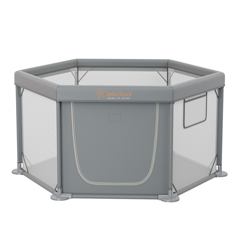 Το νέο πολύγονο υφασμάτινο παρκοκρέβατο Nestilo της BebeStars σχεδιάστηκε σε σχήμα εξάγωνου, ώστε να μην καταλαμβάνει μεγάλο χώρο στο δωμάτιο, αλλά να παρέχει αρκετό χώρο για τα παιδιά την ώρα του παιχνιδιού.