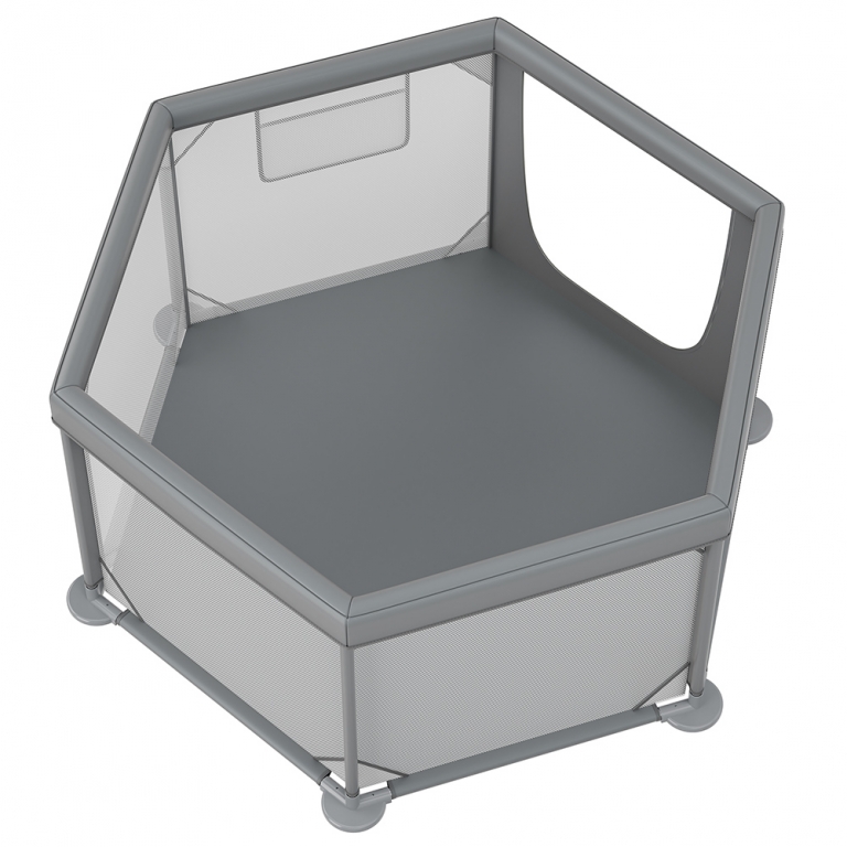 Το νέο πολύγονο υφασμάτινο παρκοκρέβατο Nestilo της BebeStars σχεδιάστηκε σε σχήμα εξάγωνου, ώστε να μην καταλαμβάνει μεγάλο χώρο στο δωμάτιο, αλλά να παρέχει αρκετό χώρο για τα παιδιά την ώρα του παιχνιδιού.