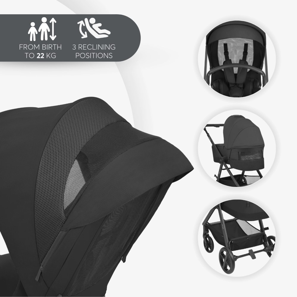 Ανακαλύψτε το MIA – ένα εκλεπτυσμένο και αξιόπιστο σύστημα καροτσιού 3 σε 1, σχεδιασμένο να συνοδεύει το παιδί σας από νεογέννητο έως 22 κιλά.