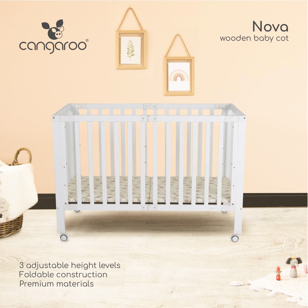 Η ξύλινη βρεφική κούνια Nova της Cangaroo είναι μια πρακτική λύση για τον ήρεμο ύπνο του παιδιού σας.