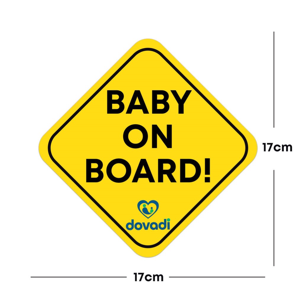 Η φωτογραφία δείχνει Προστατέψτε το πιο πολύτιμο φορτίο σας με στυλ!Το εξωτερικό αυτοκόλλητο σήμα “Baby on Board!” της Dovadi είναι ο πιο γλυκός και διασκεδαστικός τρόπος για να ενημερώσετε τους άλλους οδηγούς ότι έχετε ένα μικρό επιβάτη στο αυτοκίνητο.