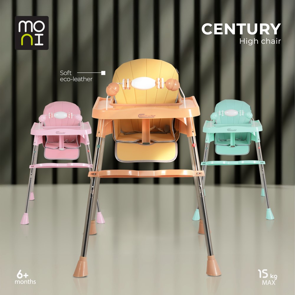 Η καρέκλα φαγητού Century της Moni έχει σχεδιαστεί με γνώμονα την άνεση του παιδιού σας και την ηρεμία των γονιών.