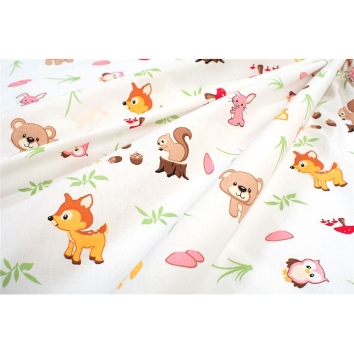Πάνα Χασέ bebe Forest Animals 571 80X80 White-Pink 100% Cotton 31111328050