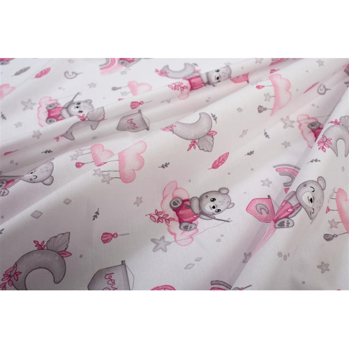 Πάνα Χασέ bebe Cloudy Bear 582 80X80 White-Pink 100% Cotton 31111328062