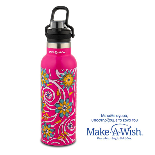 NAVA Θερμός μπουκάλι ανοξείδωτο "We Care", magenta 500ml 10-016-020