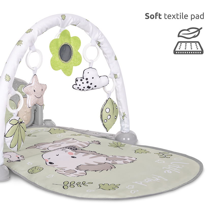 Η φωτογραφία δείχνει LORELLI ΧΑΛΑΚΙ ΔΡΑΣΤΗΡΙΟΤΗΤΩΝ ΜΕ ΠΙΑΝΟ 'MY FIRST PIANO'Αψίδα με 4 παιχνίδια και έναν καθρέφτη σε σχήμα λουλουδιούΞαπλώστε για να παίξετεΜαλακό υφασμάτινο υπόστρωμαΑνάπτυξη κινητικών δεξιοτήτωνΠροώθηση της ικανότητας σκέψηςΤο πιάνο μπορεί να χρησιμοποιηθεί ανεξάρτηταΜέγεθος: 73x6