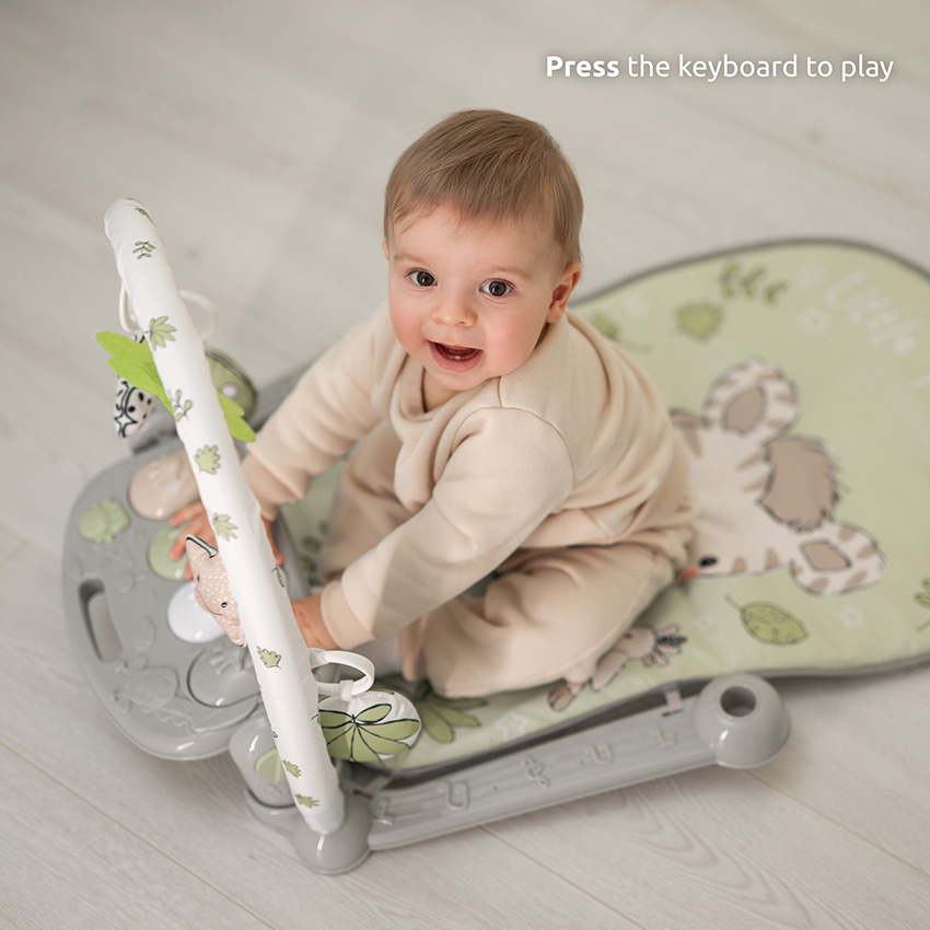 Η φωτογραφία δείχνει LORELLI ΧΑΛΑΚΙ ΔΡΑΣΤΗΡΙΟΤΗΤΩΝ ΜΕ ΠΙΑΝΟ 'MY FIRST PIANO'Αψίδα με 4 παιχνίδια και έναν καθρέφτη σε σχήμα λουλουδιούΞαπλώστε για να παίξετεΜαλακό υφασμάτινο υπόστρωμαΑνάπτυξη κινητικών δεξιοτήτωνΠροώθηση της ικανότητας σκέψηςΤο πιάνο μπορεί να χρησιμοποιηθεί ανεξάρτηταΜέγεθος: 73x6