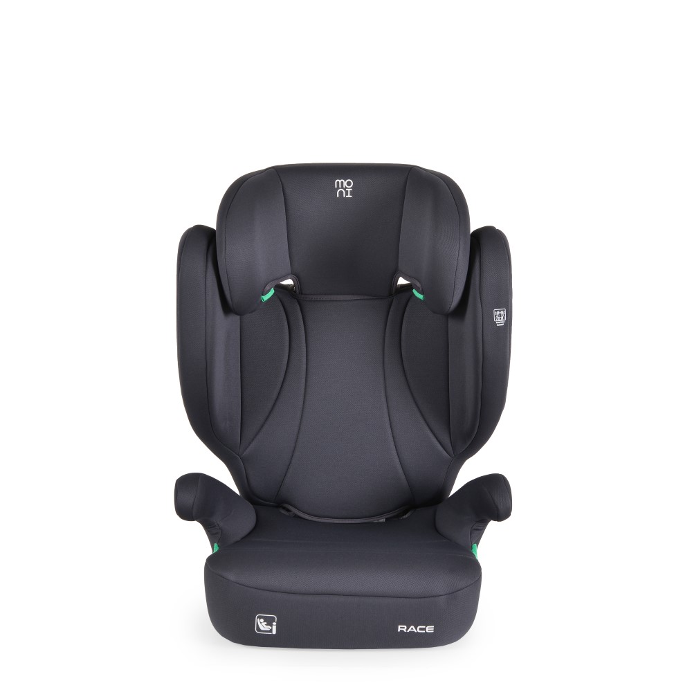 Η φωτογραφία δείχνει Το παιδικό κάθισμα αυτοκινήτου Race της Moni έχει σχεδιαστεί για παιδιά με ύψος μεταξύ 100 και 150 cm και έχει αναπτυχθεί σύμφωνα με το τελευταίο πρότυπο ασφαλείας R129/i-Size.