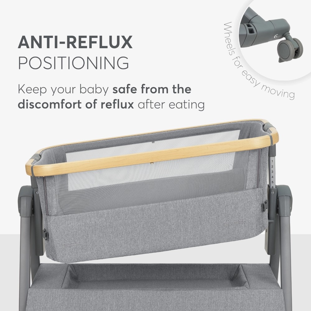 Η φωτογραφία δείχνει KIKKA BOO NANNA 2 ένα πρακτικό και κομψό λίκνο σχεδιασμένο να παρέχει ασφάλεια και άνεση στα νεογέννητα, προσφέροντας παράλληλα ευκολία στους γονείς.