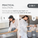 Η φωτογραφία δείχνει KIKKA BOO NANNA 2 ένα πρακτικό και κομψό λίκνο σχεδιασμένο να παρέχει ασφάλεια και άνεση στα νεογέννητα, προσφέροντας παράλληλα ευκολία στους γονείς.